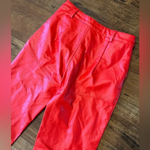 PRINCESS POLLY Faux Leather Vibrant Red Pants Size 2 - Picture 7 of 8